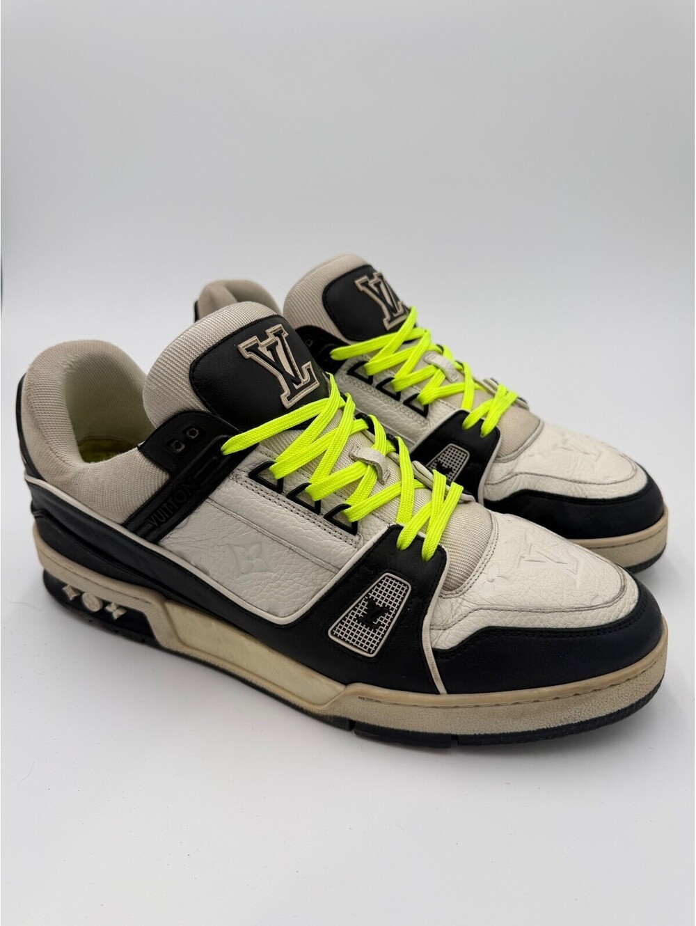 Louis Vuitton LV Trainer White Neon Sneakers Mens Size 11/44